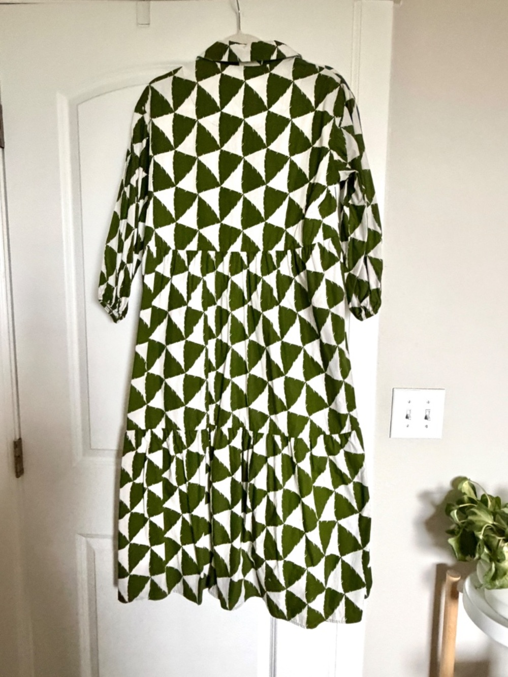Olive Green Print The Bettina Tiered Shirt Dress by Maeve - Picture 6 of 9